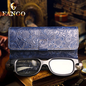 牛皮眼镜盒男女手工复古眼复古近视眼镜包太阳镜皮套疯马皮墨镜盒