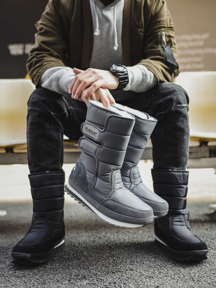 겨울 남성과 여성의 벨벳 미끄럼 방지 방수 스노우 부츠 남성과 여성 커플 따뜻한 스노우 슈즈 스노우 코튼 스노우 부츠