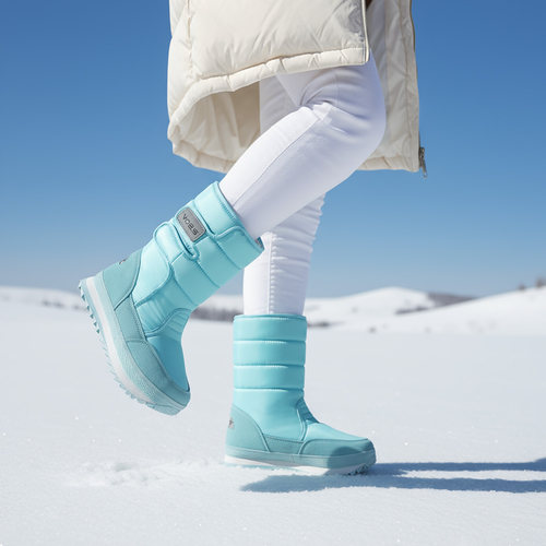 冬季女防水防滑加绒中筒雪地靴