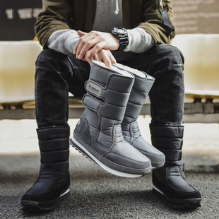 新款 冬季 高筒保暖雪地棉靴 东北哈尔滨加厚防滑防水棉鞋 雪地靴男款
