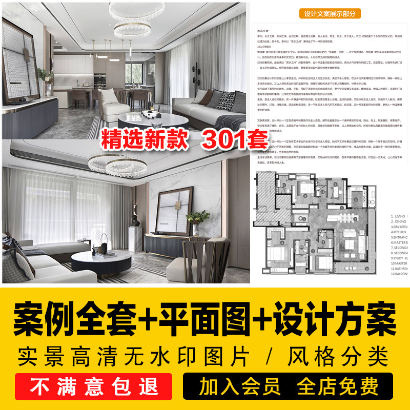 家装室内装修设计效果图实景案例平面布局图设计说明轻奢现代客厅