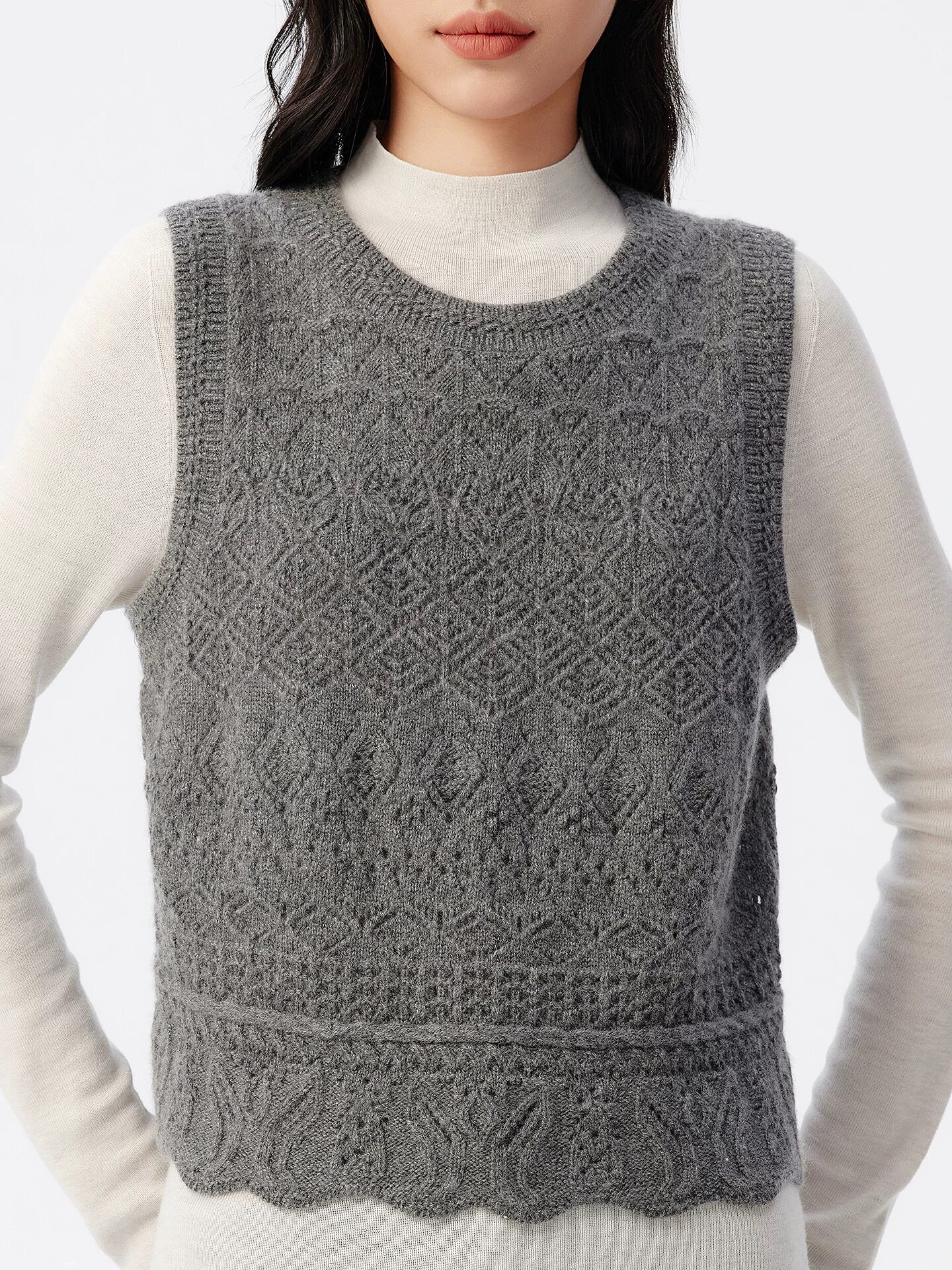 V*家25年冬季新款绵羊毛混纺针织背心女款4797E