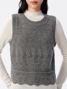 绵羊毛混纺针织背心女款 新款 4797E 家25年冬季