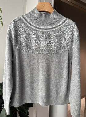 25冬新款费尔岛提花云肩羊毛混纺针织衫女4347C
