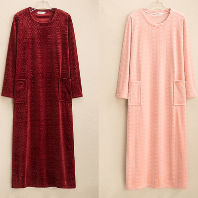 海岛绒睡裙冬季纯色高级感