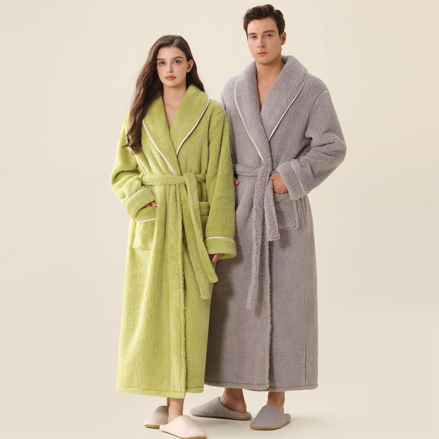 男女珊瑚绒睡袍冬季宽松大码浴袍