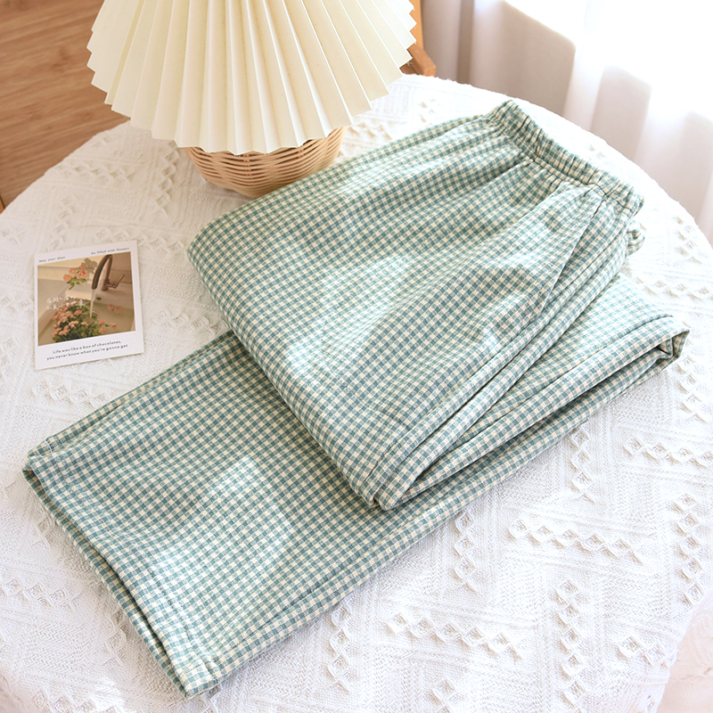 德绒格子睡裤女秋冬保暖