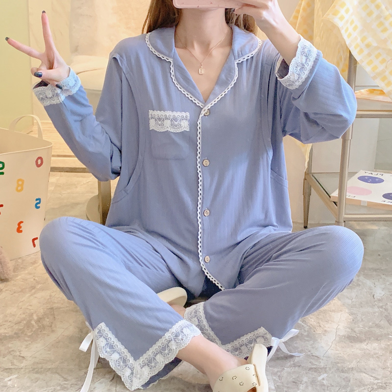 月子服夏季薄款产后莫代尔孕妇睡衣产妇哺乳衣夏款家居服套装开衫
