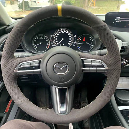 20款马自达3昂克赛拉翻毛皮方向盘套 CX-30 阿特兹次时代专用手缝