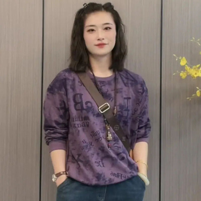 长袖圆领休闲卫衣中老年妈妈装
