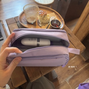 恋人未满～日系牛津布中小样化妆包日常艺术生大容量方便多层笔袋