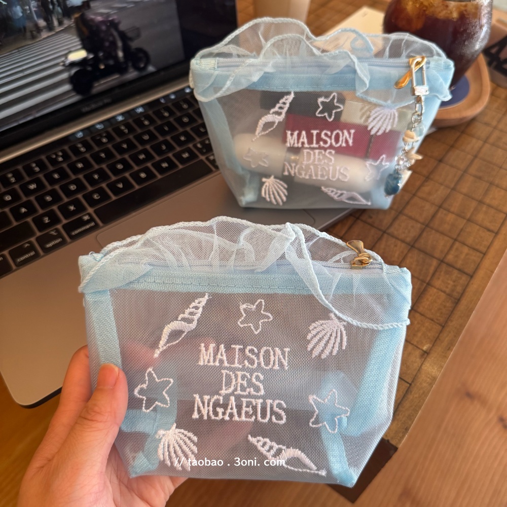 小梦幻～可爱小号透气网纱蕾丝口红小样收纳袋耳机数据线收纳包