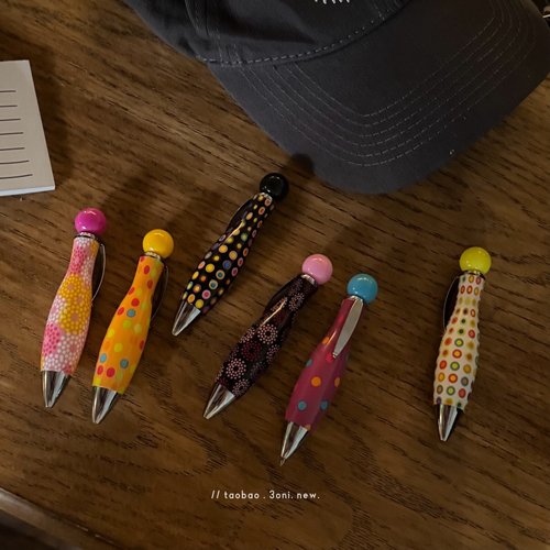 小预算大可爱！韩系“扭扭保龄球”可爱波点花花迷你小胖笔圆珠笔