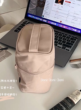 /：嘻，皮粉手提圆筒立体化妆包出门旅游便携收纳情侣洗漱包