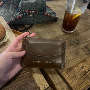 越看越爱 咖棕色女士钱包身份证银行卡驾驶证短款 便携卡包 韩版