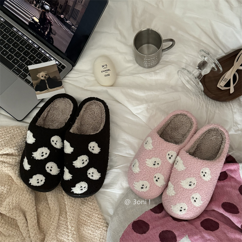 乖粉女生居家棉拖鞋秋冬加厚