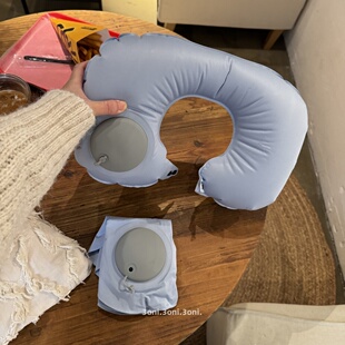 安静睡觉～出门小眯一会u型枕护充气折叠便携收纳旅程颈缓解疲乏