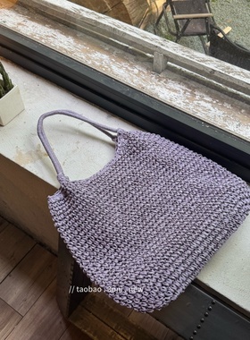 share～夏季草编包紫色大容量女生百搭沙滩包旅游度假腋下包好看