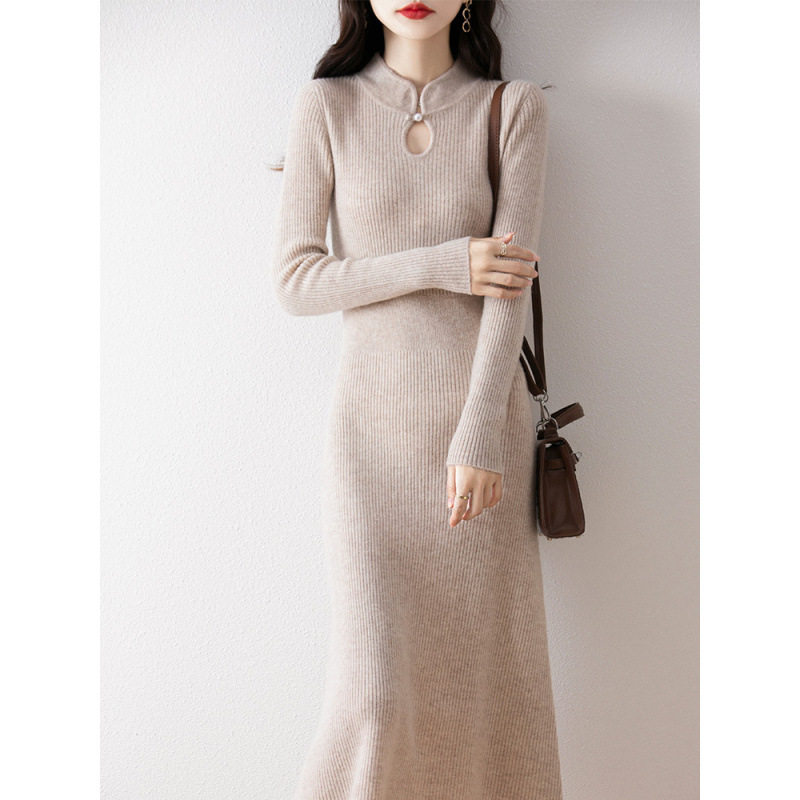 国风新中式纯羊毛针织连衣裙