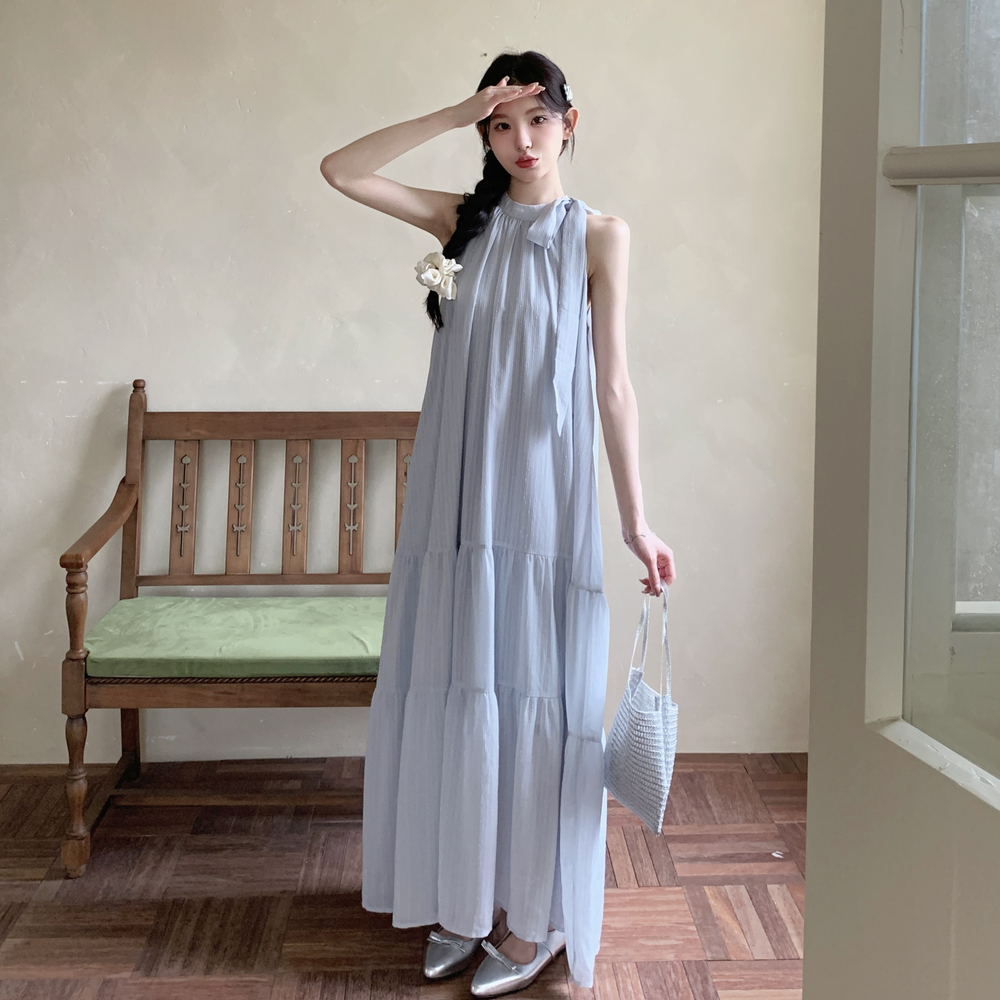 现货2025夏季新款挂脖吊带连衣裙005-8028-P125-K188，女装连衣裙，浙宝005