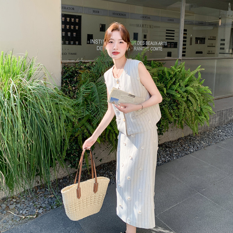 新款数据已出，大货已做无袖条纹亚麻风时尚套装-6183-P210-K338,商品下架区,浙宝005