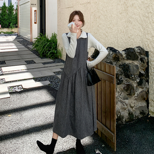 【新款现货】拉链翻领打底衫背心连衣裙套装005-6036-P165控238图片