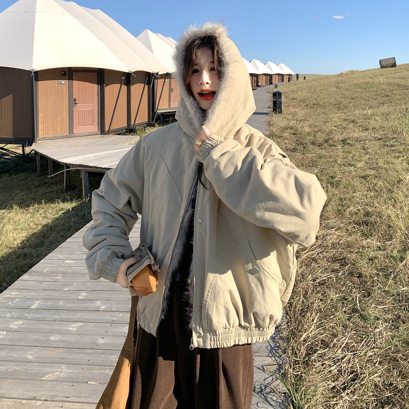 【现货】毛领连帽棉服2025冬季加厚保暖棉衣005-8090-P255-K378，女装棉衣/棉服，浙宝005