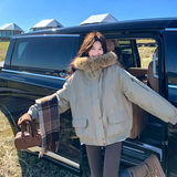 【现货】大毛领工装羽绒服短款90绒派克服005-6088-P345-K508，女装羽绒服，浙宝005