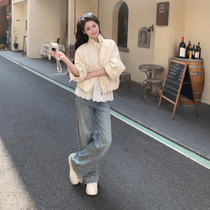 【新款】春秋宽松米白色皮衣短外套 2B063-563-P155-K248，女装短外套，浙宝005