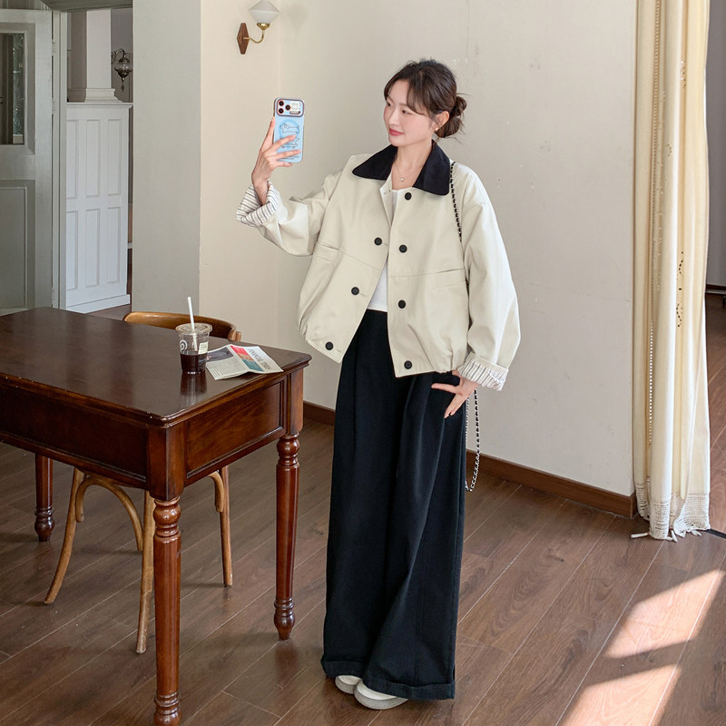 【大货已出】简约风短外套女宽松翻领夹克2B063-6177-P155-K248，女装短外套，浙宝005