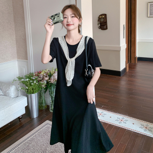 【现货】2025新款蕾丝拼接黑T连衣裙005-P135-K198图片