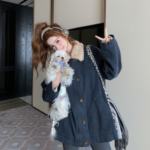 【现货】复古羊羔毛牛仔外套宽松上衣005-6118-P205-K298,女装派克服,浙宝005