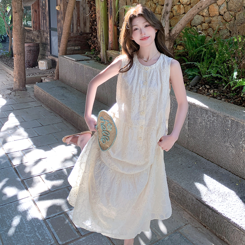 【数据出】2025夏季新款钩花无袖连衣裙005650-P125-K178，女装连衣裙，浙宝005
