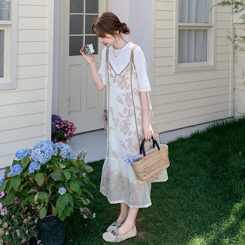 【现货】2026夏季新款白色吊带罩衫两件套005-683-P160-K238，女装连衣裙，浙宝005