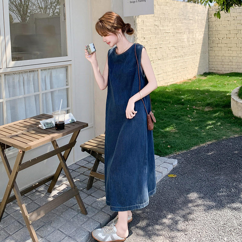 【现货】2026夏季新品深蓝色薄牛仔无袖连衣裙005-685-P130-K188，女装连衣裙，浙宝005