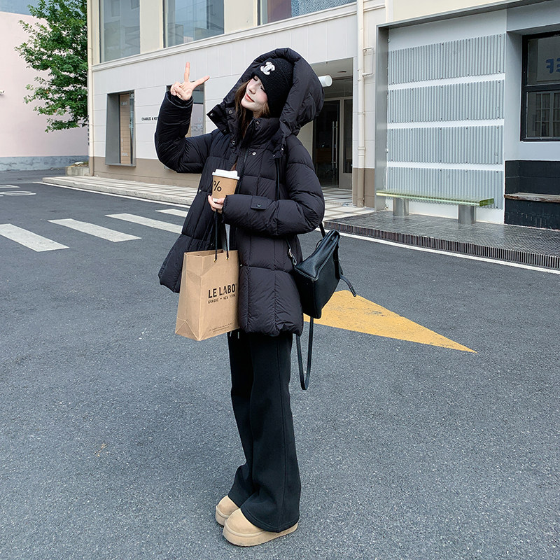 【好数据现货】连帽中长款收腰加厚白鸭绒外套005-6093-P275-K408,女装羽绒服,浙宝005