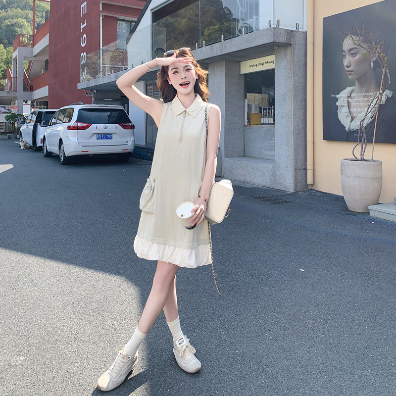 【新款】无袖花苞裙2026卡其蓬松背心裙B063-6187-P130-K218，女装连衣裙，浙宝005