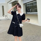 夏季新品【-现货】短款娃娃领连衣裙005--8809--P105--，女装连衣裙，浙宝005