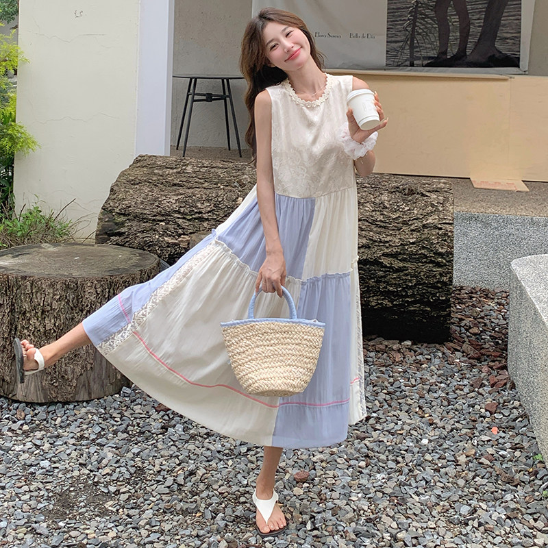 【现货】数据好蓝白拼接小众连衣裙0059922P125K188,女装连衣裙,浙宝005