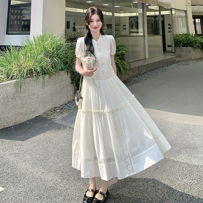 [现货】2026夏季新款白色新中式风连衣裙005-689-P145-K218，女装连衣裙，浙宝005
