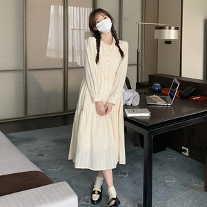 大货出（秋装）米色长款连衣裙 8823款 P115-K168，女装连衣裙，浙宝005