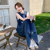 【现货】2026夏季新品深蓝色薄牛仔无袖连衣裙005-685-P130-K188，女装连衣裙，浙宝005