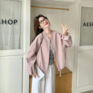 现货数据春季粉色洋气立领女式外套2B063-6179-P145-K248图片