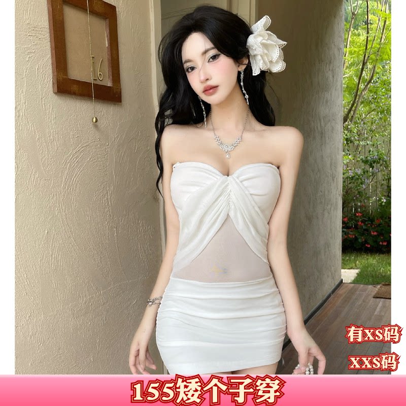 小个子女装150cm秋装显高加小码XXS网纱拼接吊带打底连衣裙时尚裙