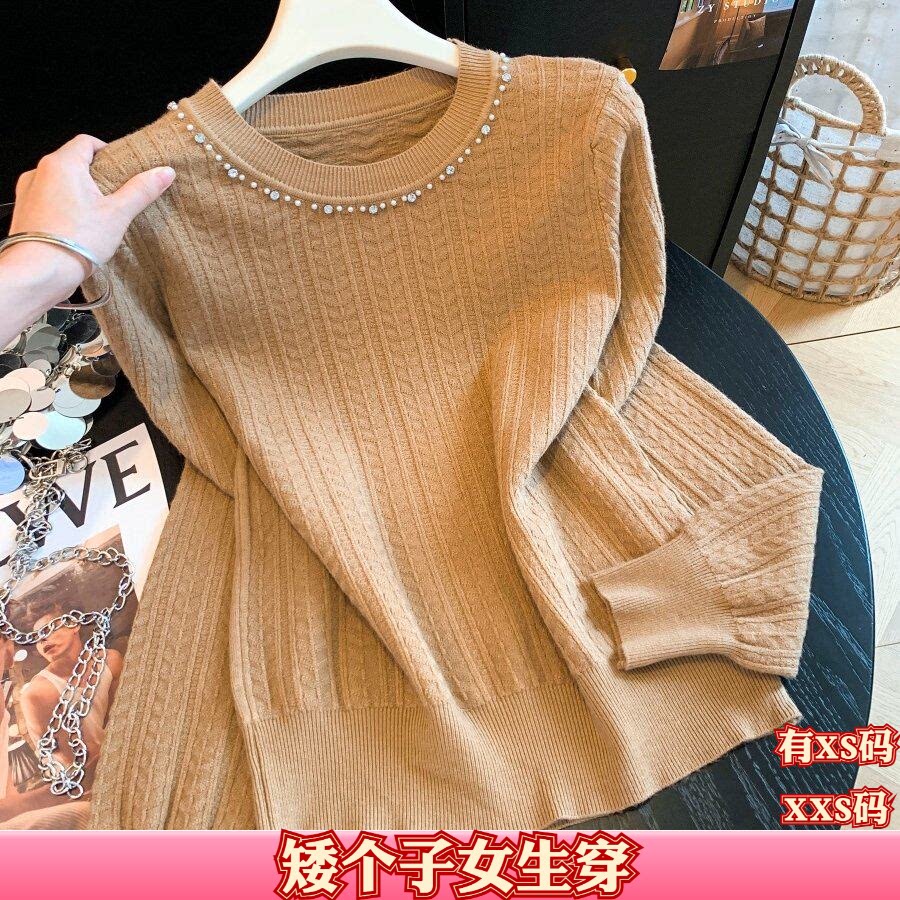 加小码XXS女装秋装矮个子150cm显高领针织毛衣长袖内搭套头打底衫