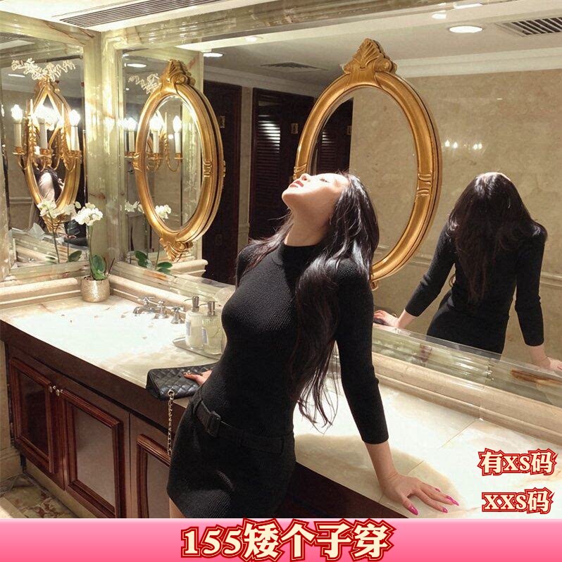 秋装加小码XXS矮个子150cm显高女装针织毛衣连衣裙时尚内搭包臀裙