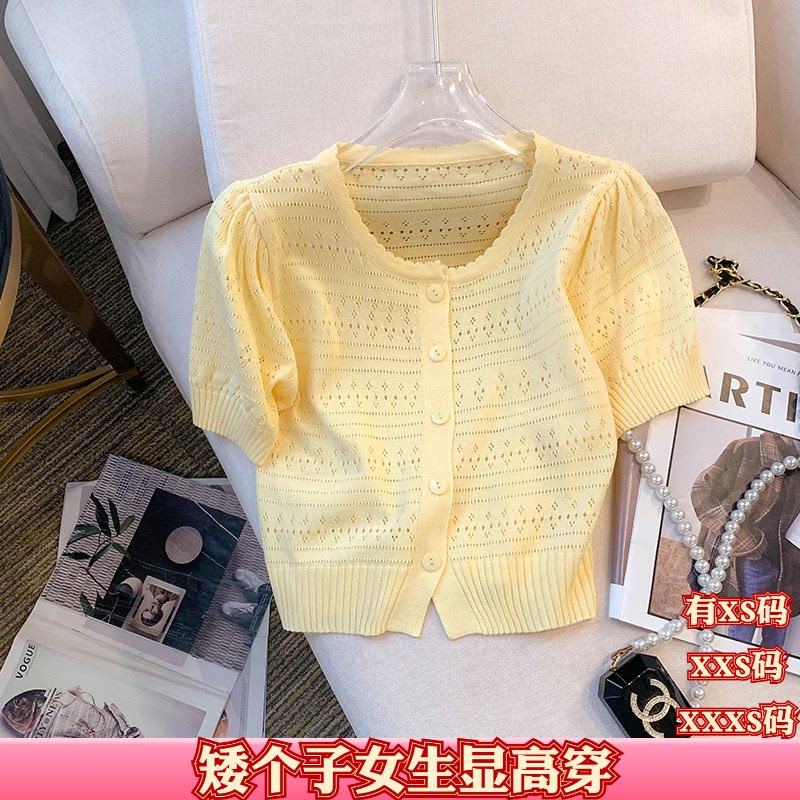夏季女装矮个子150cm显高加小码XXS短袖冰丝针织圆领短款T恤上衣