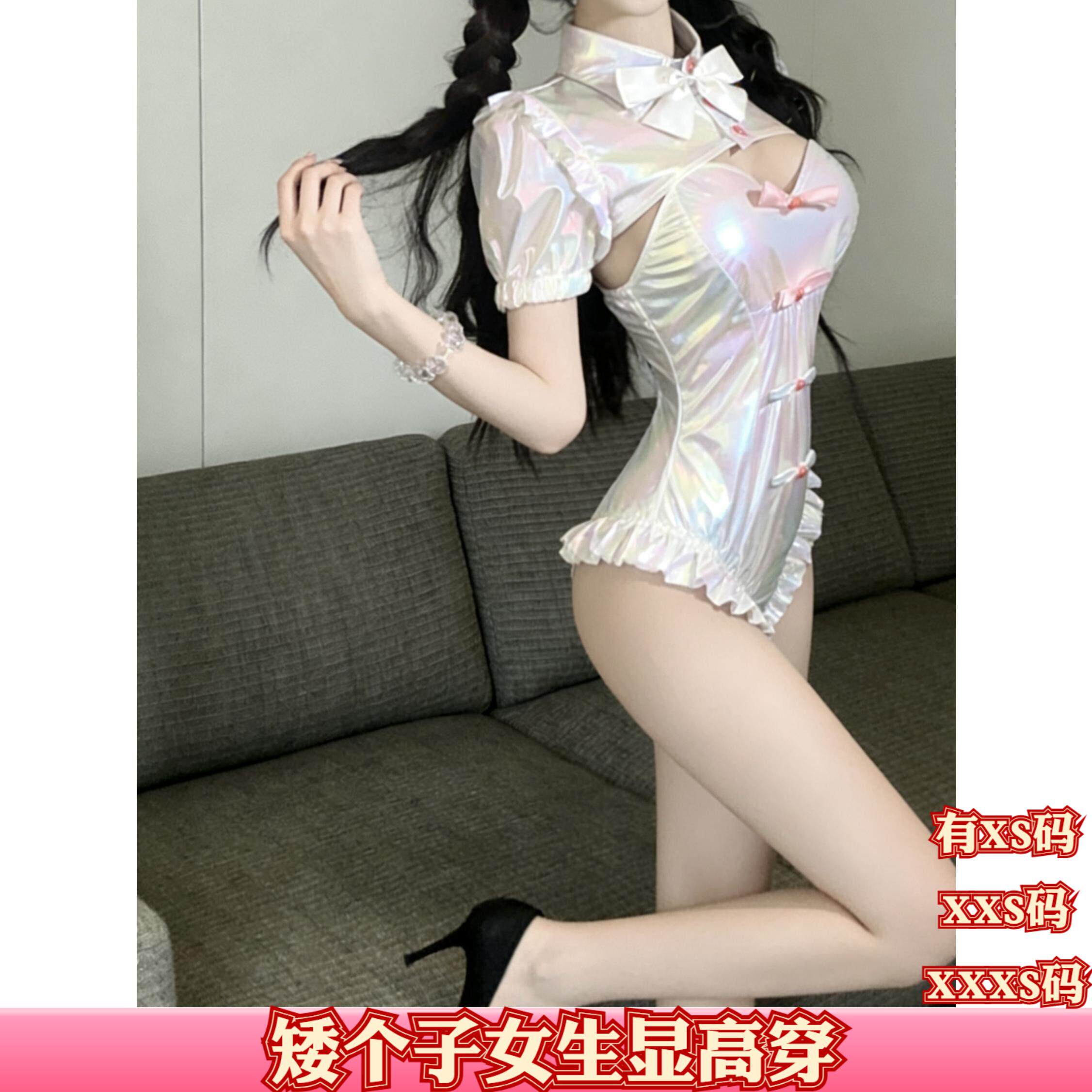 夏装矮个子女装150cm显高加小码XXS亮面连体衣吊带加超短两件套