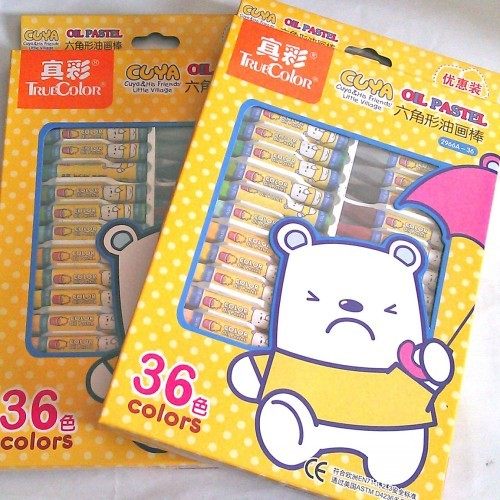 真彩油画棒36色 真彩2966A-36色儿童油画棒 六角形酷丫 蜡笔