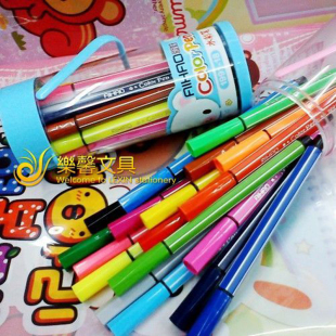 爱好水彩笔18色 1991-18色套装儿童水彩笔 可水洗 布绒娃娃画笔